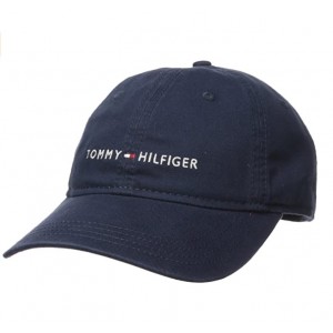 Tommy Hilfiger Men's Logo Dad Baseball Cap- Navy